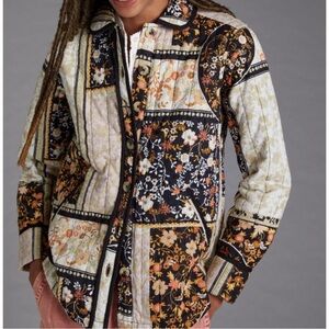Anthropologie neutral motif quilted jacket NWT